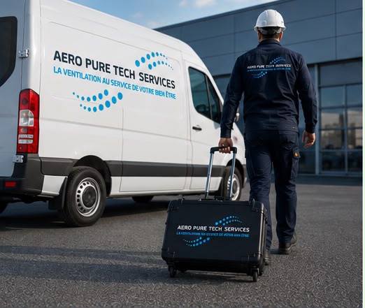 Véhicule et technicien Aero Pure Tech Services en déplacement